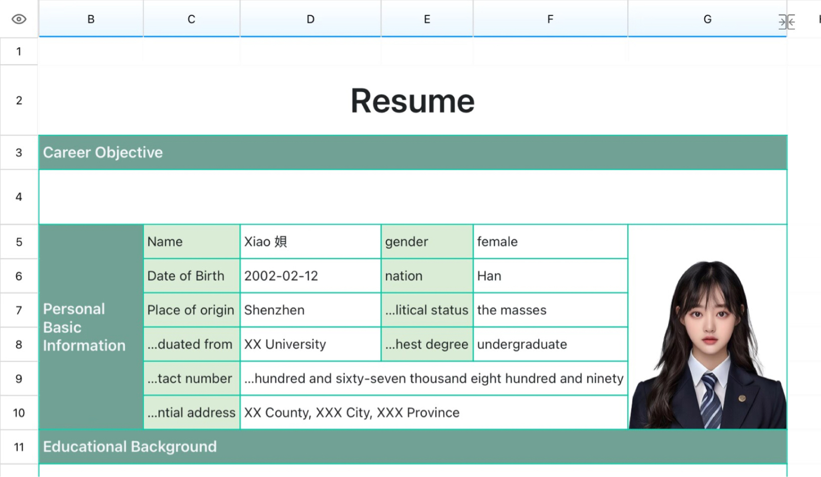 Personal resume 1